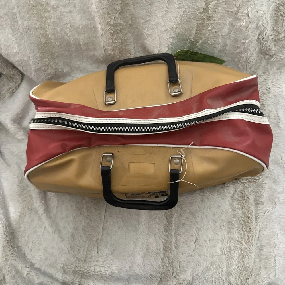 VTG Texas Boy Scouts Red/Tan Full Zip Sport/Bowling Ball Bag w/Carry Handles